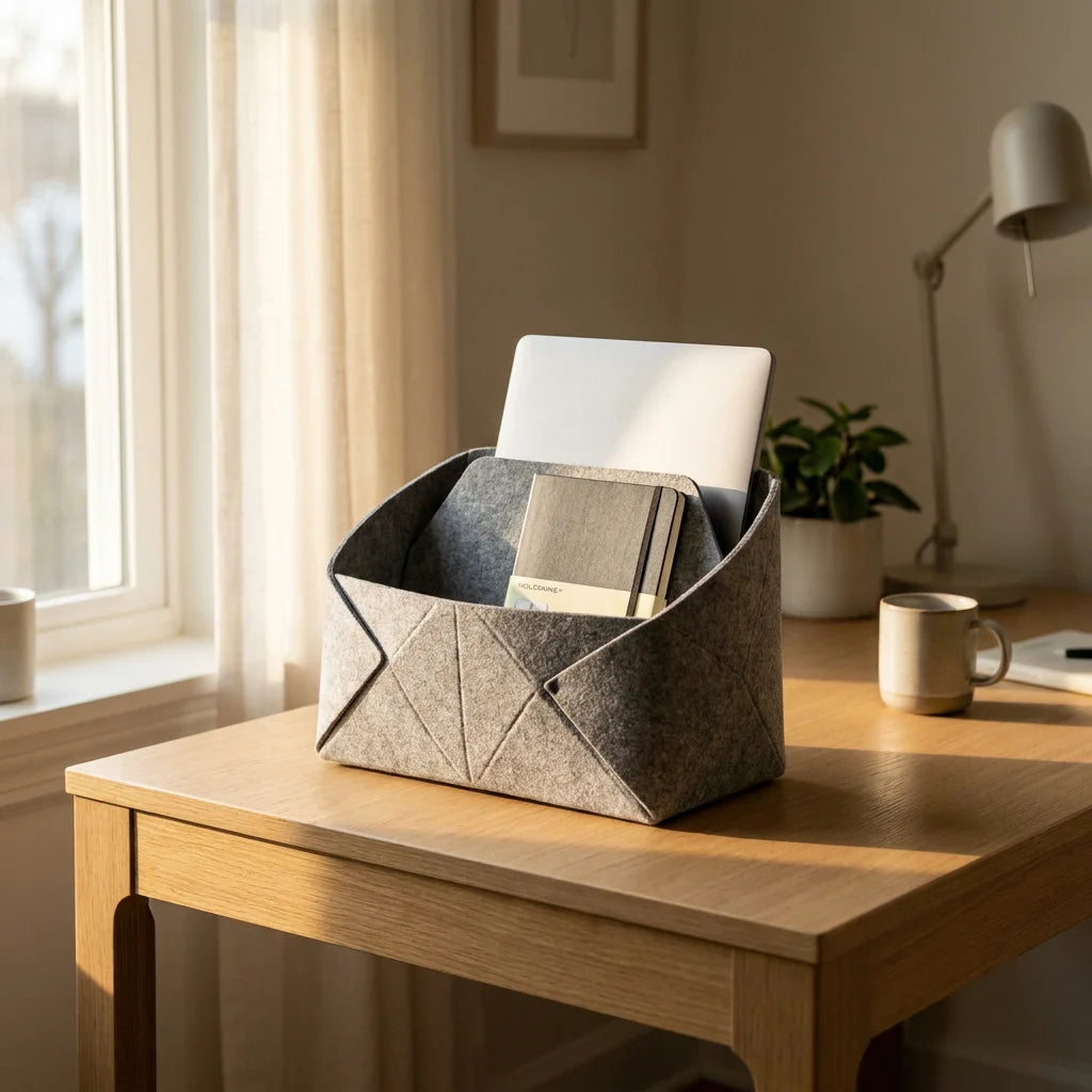 Modern Foldable Felt Desktop Storage Basket